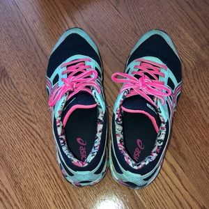 Multi colored running shoes